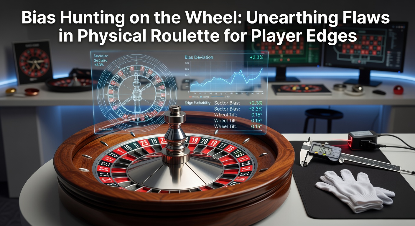 Close-up of a physical roulette wheel in a casino, highlighting pockets and frets where biases might develop over thousands of spins