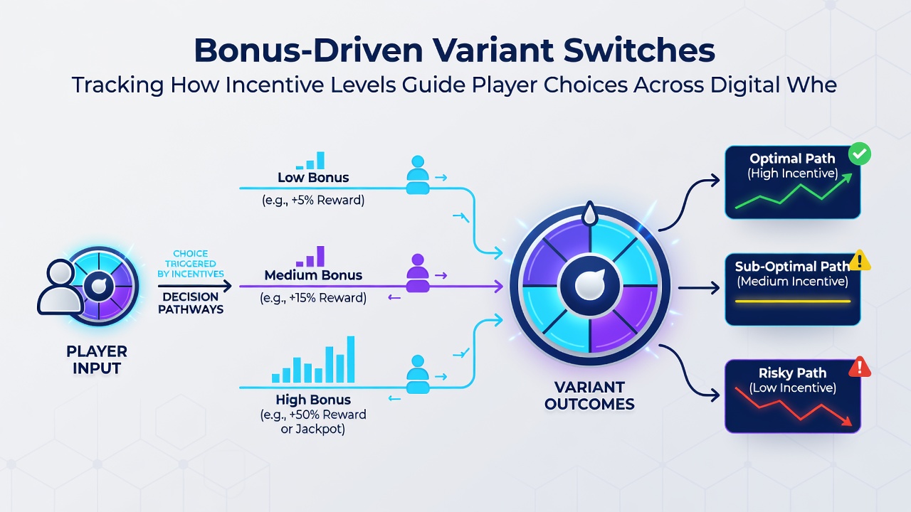 Analytics dashboard displaying player movement between roulette variants after bonus activation with arrows indicating switches from American to European wheels