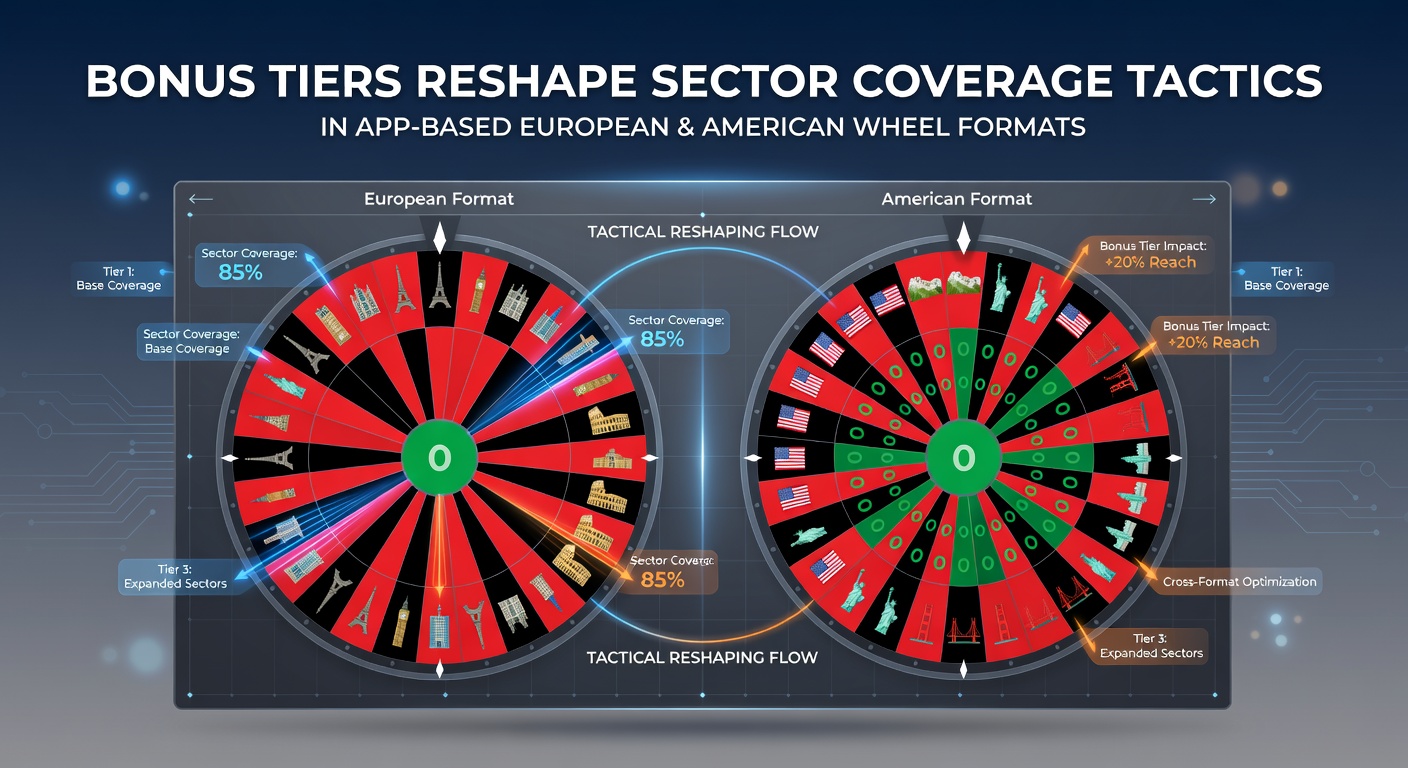 App interface showing European and American roulette wheels with bonus tier indicators and sector bet overlays