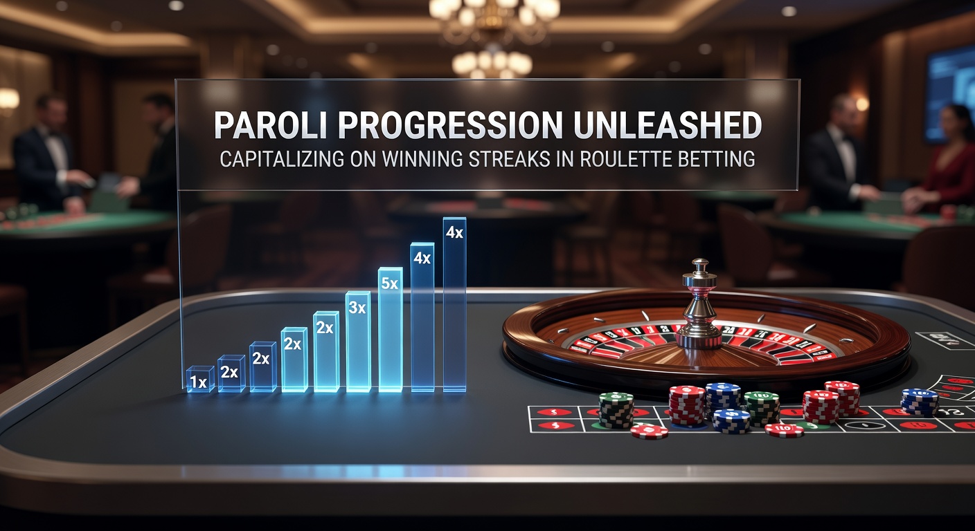 Graphic showing a sequence of roulette bets doubling during a winning streak in the Paroli system