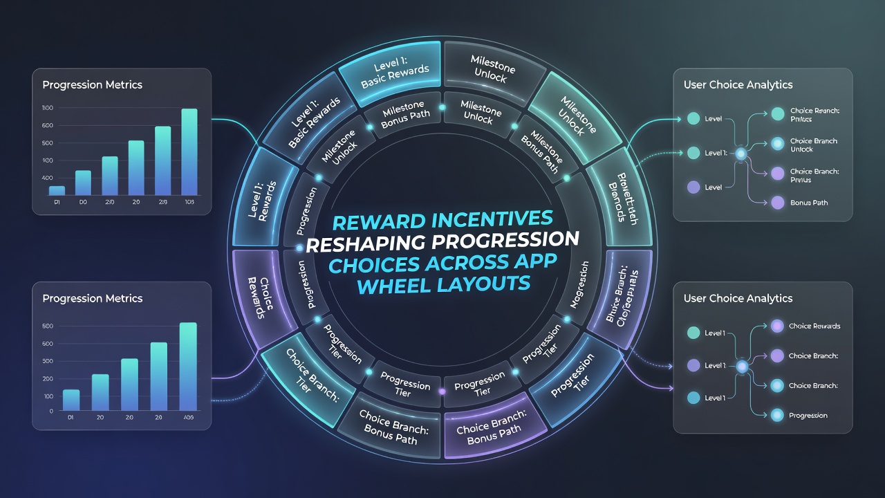 Close-up of app analytics dashboard displaying progression choice shifts across different roulette wheel layouts under active reward programs