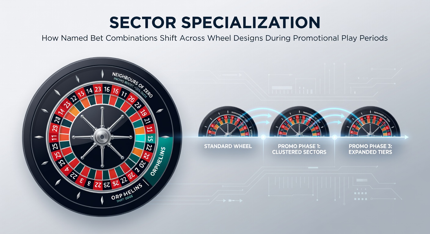 Roulette wheel layouts showing sector bet placements on different designs during promotional events